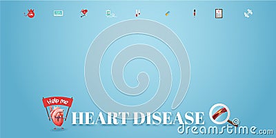 Heart disease. Heart awareness concept. Atherosclerosis stages. Vector Illustration