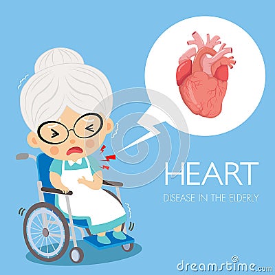 Heart disease of cardiology in the grandmorther Vector Illustration