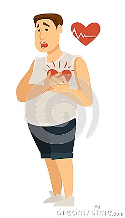 Heart disease and obesity cardiac arrest or arrhythmia medicine Vector Illustration