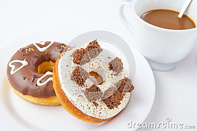 Heart donuts and coffee Stock Photo