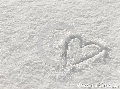 Heart drawn in the snow, background for valentines day Stock Photo