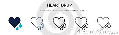 Heart drop icon in filled, thin line, outline and stroke style. Vector illustration of two colored and black heart drop vector Vector Illustration