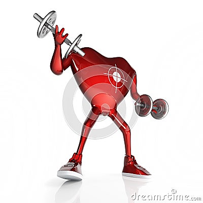 Heart & dumbbells Stock Photo