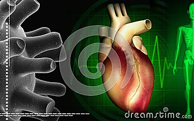 Heart with eco cardio gram pulse Cartoon Illustration