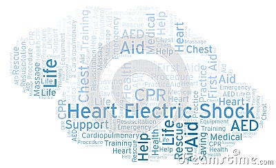 Heart Electric Shock word cloud, made with text only. Stock Photo