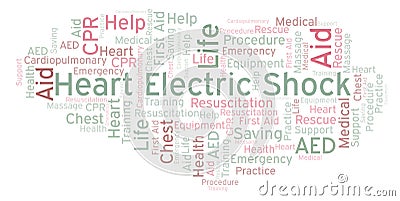Heart Electric Shock word cloud, made with text only. Stock Photo