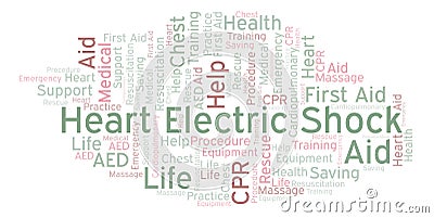 Heart Electric Shock word cloud, made with text only. Stock Photo