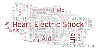 Heart Electric Shock word cloud, made with text only. Stock Photo