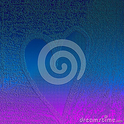 Heart embossed on sand textured background. Two toned background with sand texture. Stock Photo