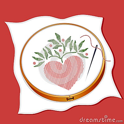 Heart Embroidery Vector Illustration