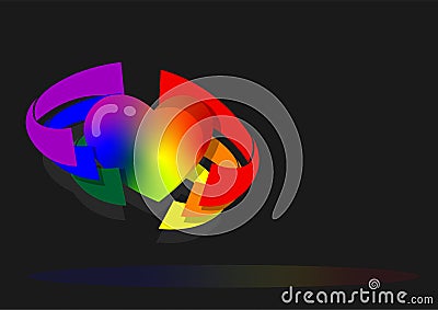 Heart engulfed by six colours from rainbow flag background Vector Illustration