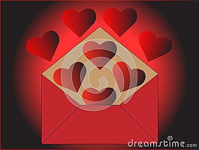 Heart in the envelope Vector Illustration