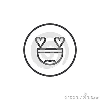 Heart eyes face emoticon line icon Vector Illustration