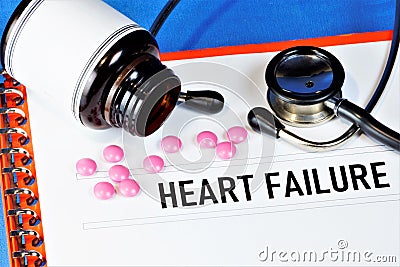 Heart failure is a syndrome of myocardial dysfunction. The heart can not provide metabolic needs of the body, symptoms-shortness Stock Photo