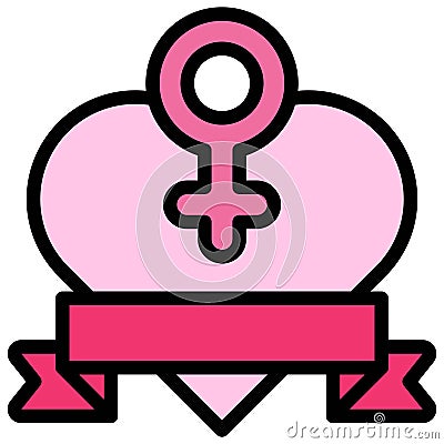 Heart with Female gender symbol icon, vector illustration Vector Illustration