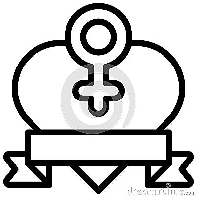 Heart with Female gender symbol icon, vector illustration Vector Illustration