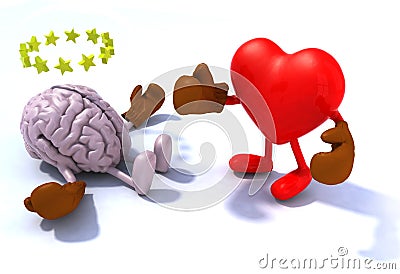 Heart fighting brain Stock Photo