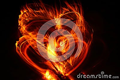 Heart on fire Stock Photo