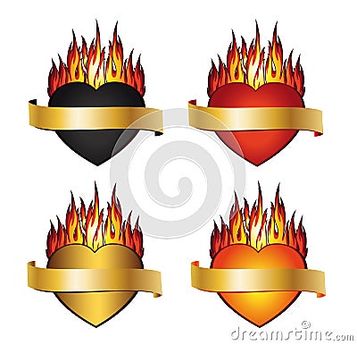 Heart Fire 4 collection Vector Illustration