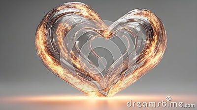 heart in fire A large and oval-shaped fire heart that pulsates fast Stock Photo