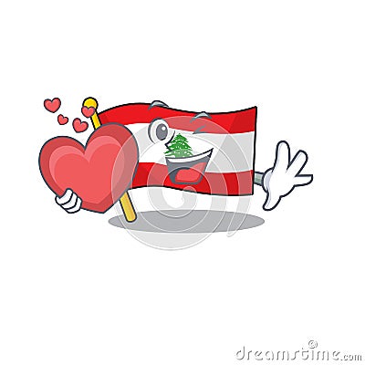With heart flag lebanon stored in cartoon drawer Vector Illustration