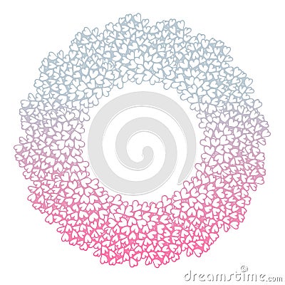 Heart flower bush pattern circle shape design pink purple Vector Illustration