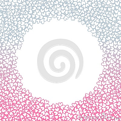 Heart flower bush pattern circle shape design pink purple Vector Illustration