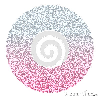 Heart flower bush pattern circle shape design pink purple Vector Illustration