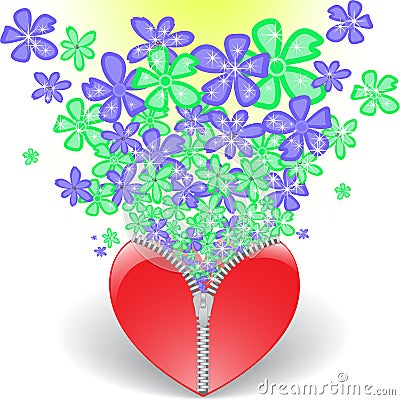 Heart with flowers Vector Illustration