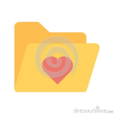 Heart on folder Color Vector Icon which can easily modify or edit Vector Illustration
