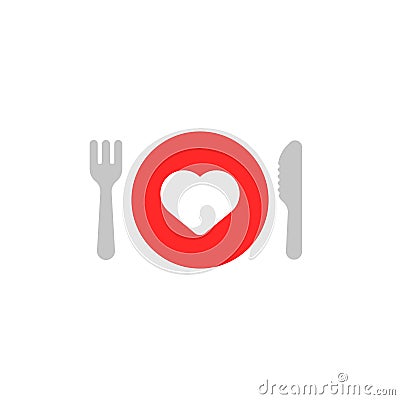 heart with fork and knife like gourmet icon Vector Illustration