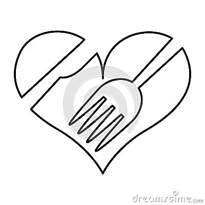 Heart with fork and knife Vector Illustration