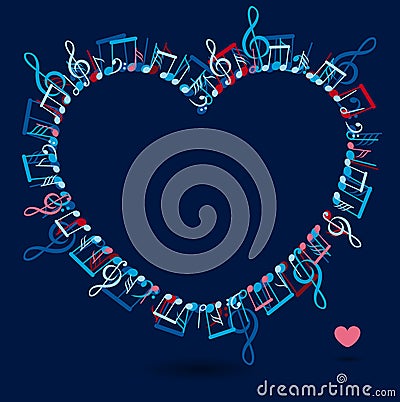 Heart frame with colorful music notes Vector Illustration