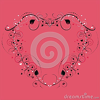 Heart frame with floral design Stock Photo