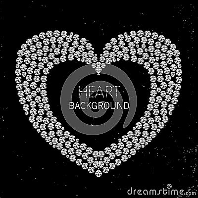 Heart frame made of diamonds or rhinestones Vector Illustration