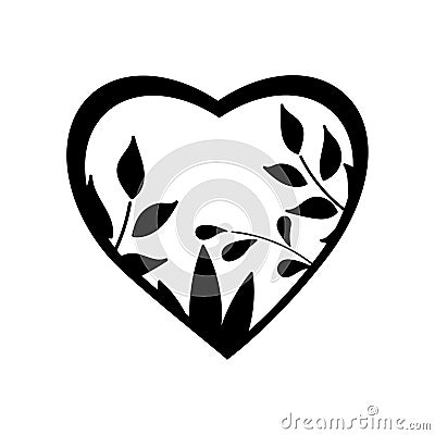 Heart frame made from leaves - ecology concept. Vector Vector Illustration