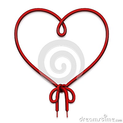 Heart frame made of loop of lacing with bowknot. Vector template illustration Vector Illustration