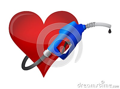 Heart with a gas pump nozzle Cartoon Illustration