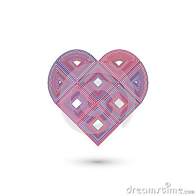 Heart geometric sign. Fashion graphic design.Vector illustration. Background design. Optical illusion 3D. Modern stylish abstract Vector Illustration