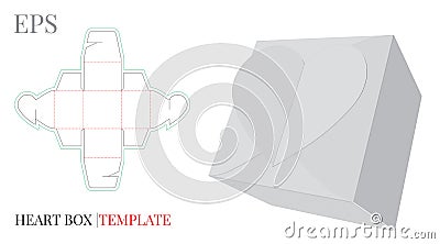 Heart Gift Box Template, Vector with die cut / laser cut layers Vector Illustration