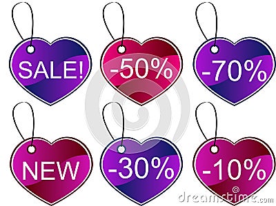 Heart gift tags Vector Illustration