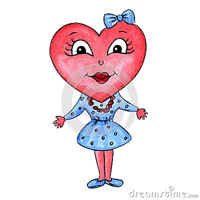 Heart girl character Cartoon Illustration