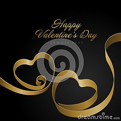 Heart from golden shiny ribbon Valentine's day Vector Illustration