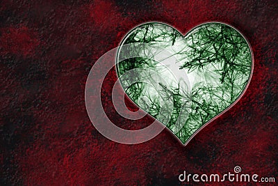 Heart with green decoration inside Stock Photo