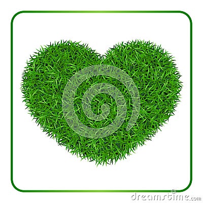 Heart green grass background 1 Stock Photo