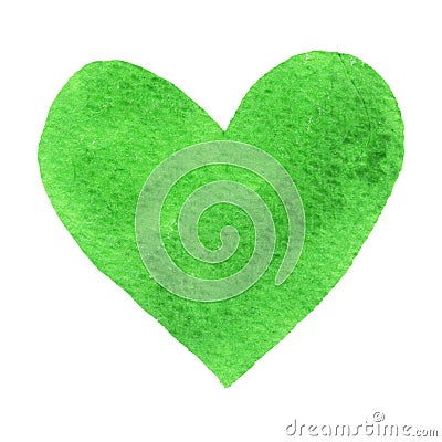 Heart green painted watercolor Stock Photo