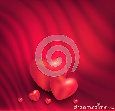 Heart greeting card red curtain background love Valentines Day Stock Photo