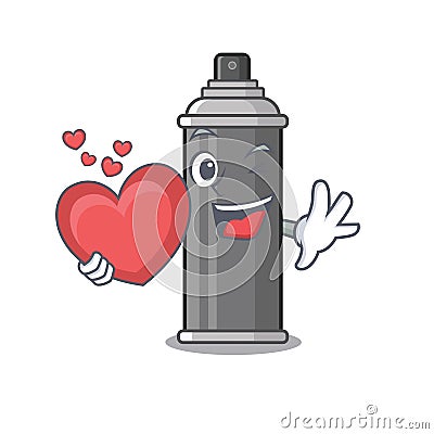 With heart hair spray in character makeup box Vector Illustration