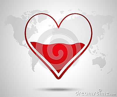 Heart half of blood icon. Medicine symbol. Valentine's Day sign, emblem isolated on white background, Flat style for graphi Stock Photo