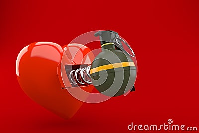 Heart with hand grenade Cartoon Illustration